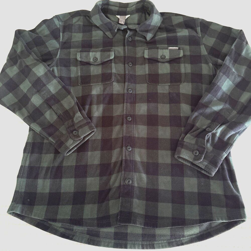 EDDIE BAUER Men's Fleece Flannel Check Shirt Size XL Button Front Long Sleeve